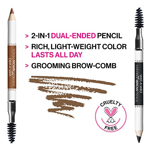 wet n wild Color Icon Brow Pencil, Brunettes Eyebrow, Dark Brown Eyebrow Pencil and Brush