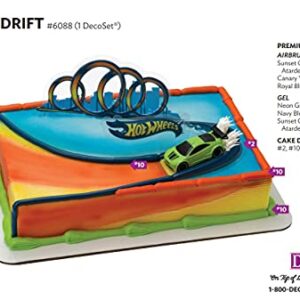 DecoSet® Hot Wheels Drift Birthday Cake Decorations, 2-Piece Topper with Race Car and 3D Racetrack Plaque, Create Action-Packed Racing Cakes for Birthdays and Parties