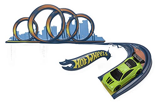 DecoSet® Hot Wheels Drift Birthday Cake Decorations, 2-Piece Topper with Race Car and 3D Racetrack Plaque, Create Action-Packed Racing Cakes for Birthdays and Parties