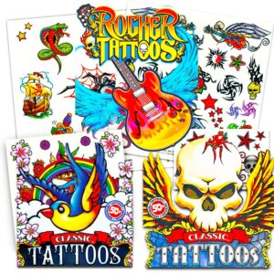 savvi classic tattoos party pack (3 full-sized bags ~ 150 tattoos) american traditional rocker temporary tattoos for men and women