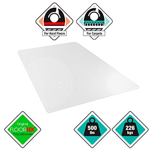 Floortex Cleartex Megamat Heavy-Duty Polycarbonate Mat for Hard Floor/All Carpet, 46 X 53, Clear