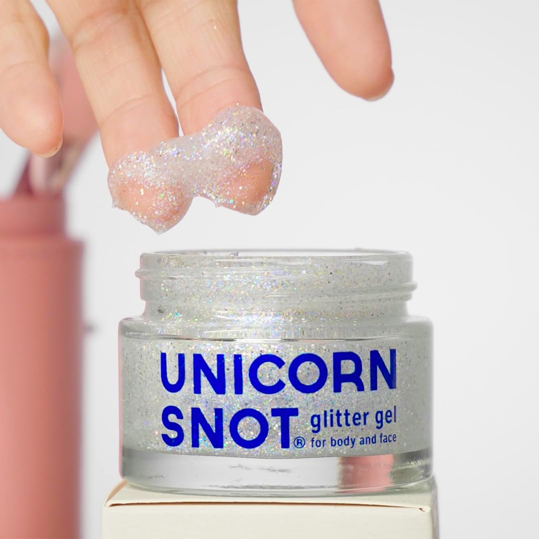 Unicorn Snot Face & Body Glitter - Cosmetic-Grade Holographic Glitter Gel - Glitter Makeup for Festivals, Raves, Anime Cosplay - Safe for Face, Easy Application & Removal, 1.7oz Silver Glitter (Disco)