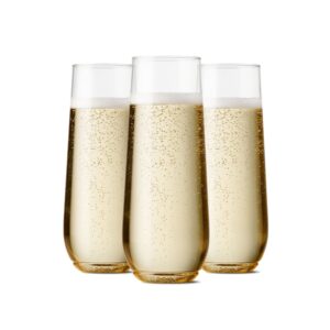 tossware pop 9oz flute, premium quality, recyclable, unbreakable & crystal clear plastic champagne glasses