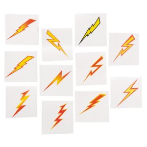 lightning bolt temporary tattoos - bulk set of 72- superhero, potter and birthday party favors and handouts