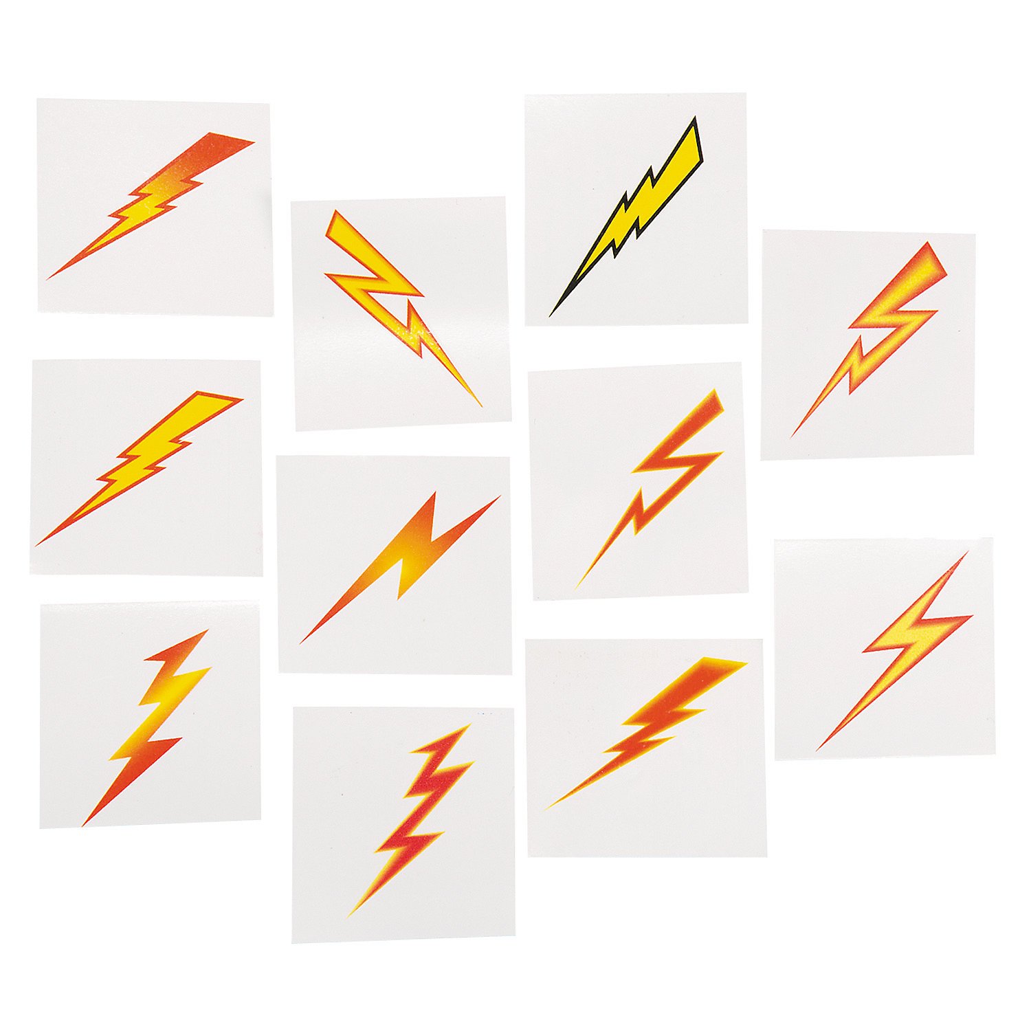 Lightning Bolt Temporary Tattoos - Bulk set of 72- Superhero, Potter and Birthday Party Favors and Handouts