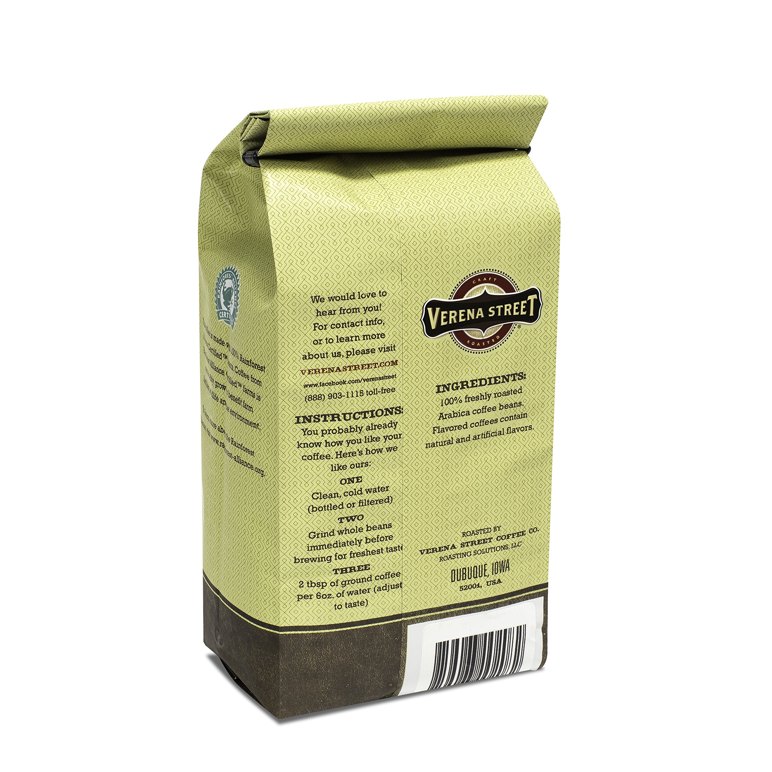 Verena Street 11 Ounce Ground, Swiss Water Process Decaf Coffee, Sunday Drive Decaffeinated, Medium Roast Rainforest Alliance Certified Arabica Coffee