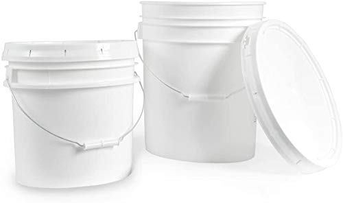 Living Whole Foods 5 Gallon White Bucket & Lid - Set of 1 - Durable 90 Mil All Purpose Pail - Food Grade - Plastic Container