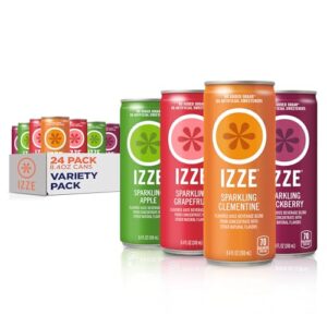 izze sparkling juice, 4 flavor, variety pack, 8.4 fl oz can (pack of 24) blackberry, clementine, apple, grapefruit