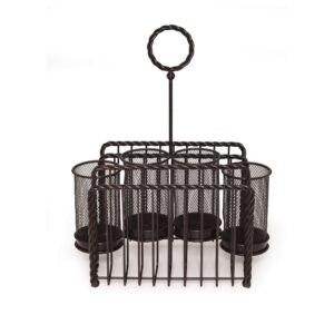 Gourmet Basics by Mikasa Rope Metal Tabletop Flatware and Napkin Picnic Caddy, Antique Black