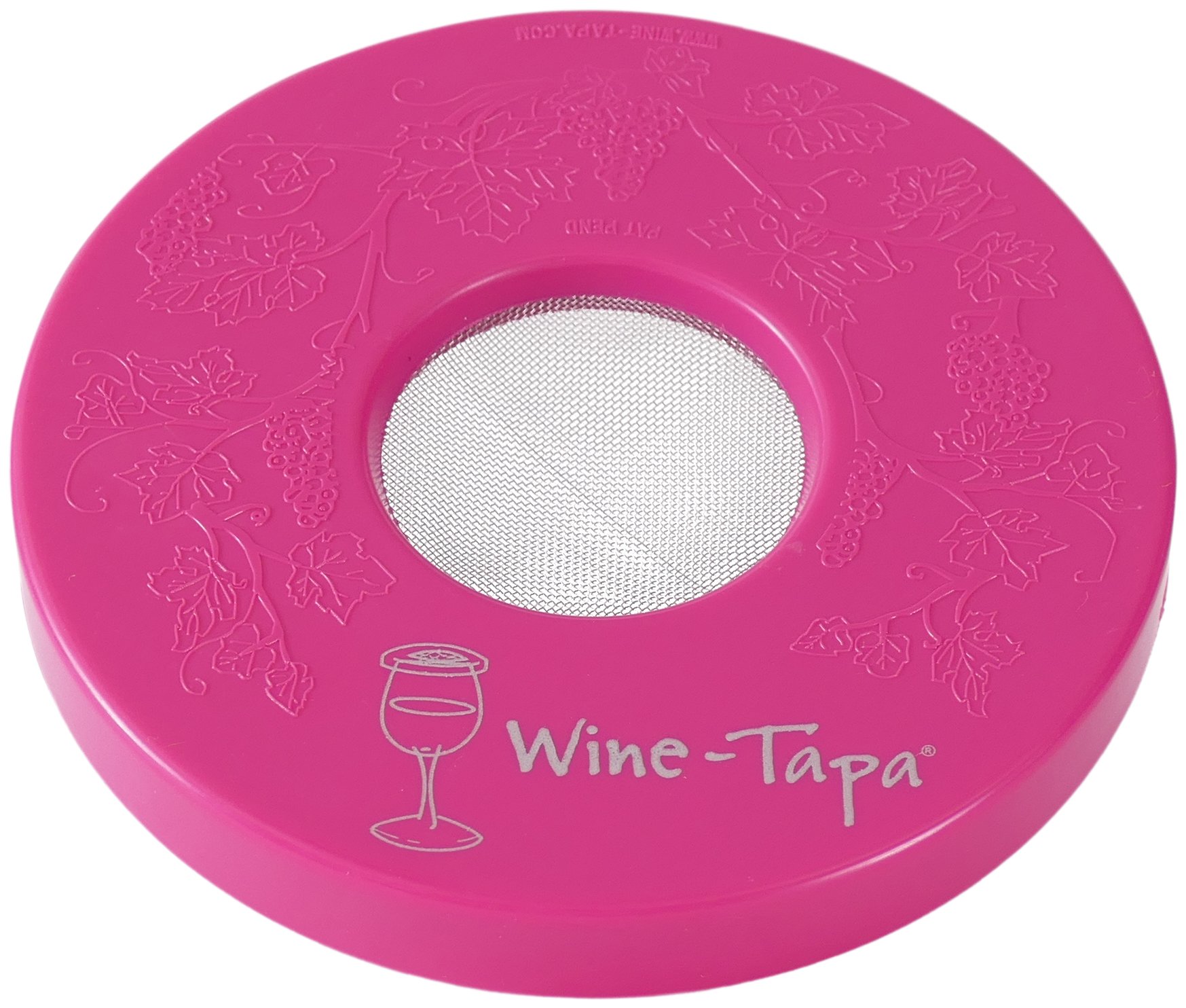 Wine Tapa Wine Glass Cover: Keep Bugs Out, Washable, Plastic, Outdoor, Drink Lid Marker for Glasses, Cans, Cups, Stemless Drinkware (Hot Pink)