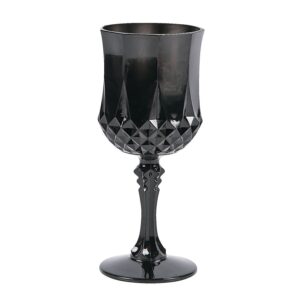 fun express plastic black patterned wine glasses - set of 12, 8 oz goblets for weddings, halloween, and parties - elegant and convenient