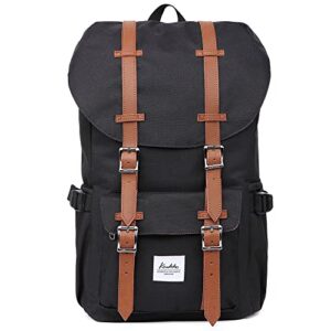 kaukko travel laptop backpack outdoor rucksack causal backpack fits 15.6"(nylon black)
