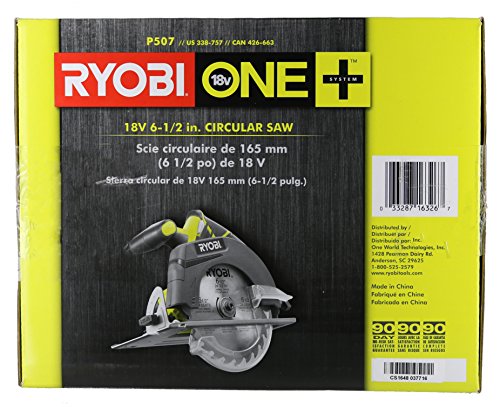 Ryobi P507 One+ 18V Lithium Ion Cordless 6 1/2 Inch 4,700 RPM Circular Saw w/ Blade (Battery Not Included, Power Tool Only)