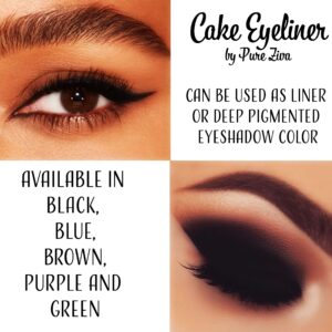 Pure Ziva Black Matte Cake Eyeliner & Pressed Eyeshadow, Water Activated Powder; Gluten & Cruelty Free