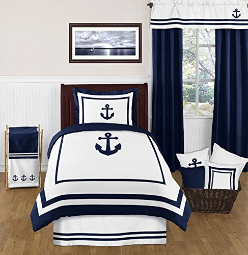 Baby/Kids Clothes Laundry Hamper for Anchors Away Nautical Navy and White Bedding