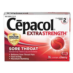 cepacol extra strength sore throat lozenges, cherry 16ct