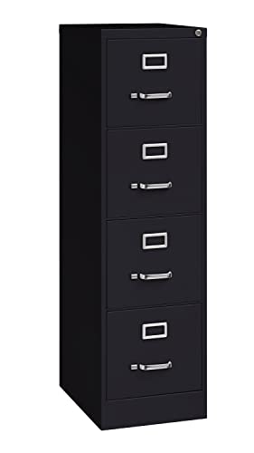 Office Dimensions Commercial 4 Drawer Letter Width Vertical File Cabinet, 22" Deep - Black