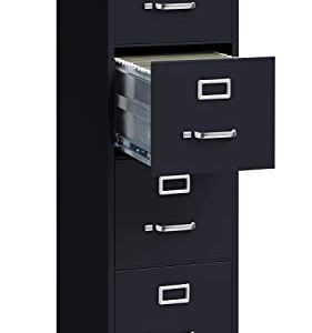 Office Dimensions Commercial 4 Drawer Letter Width Vertical File Cabinet, 22" Deep - Black