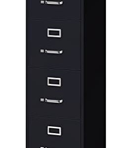 Office Dimensions Commercial 4 Drawer Letter Width Vertical File Cabinet, 22" Deep - Black