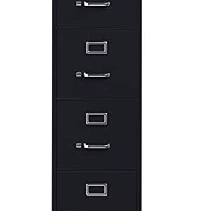 Office Dimensions Commercial 4 Drawer Letter Width Vertical File Cabinet, 22" Deep - Black