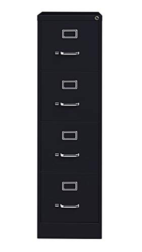 Office Dimensions Commercial 4 Drawer Letter Width Vertical File Cabinet, 22" Deep - Black