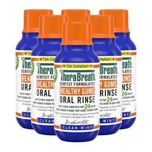 therabreath healthy gums periodontist formulated 24-hour oral rinse, clean mint, 3 ounce (pack of 6)
