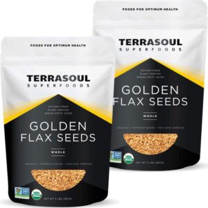 terrasoul superfoods organic golden flax seeds, 4 lbs (2 pack) - fiber | protein | omega fats…