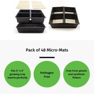 Micro-Mat Minis Hydroponic Grow Pads - for Organic Production - Plant & Seed Germination: Wheatgrass, Microgreens, More - Measures 4" x 4" to fit 5" x 5" Greenhouse Plant Trays (48)