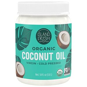 Island Fresh Organic Coconut Oil (54 oz) - Organic Virgin Coconut Oil Great for Baking, Versatile Cooking Oil, DIY Hair Oil & Skin Oil, Cold-Pressed, Certified Organic & Non-GMO