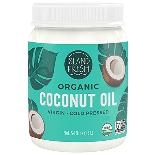 Island Fresh Organic Coconut Oil (54 oz) - Organic Virgin Coconut Oil Great for Baking, Versatile Cooking Oil, DIY Hair Oil & Skin Oil, Cold-Pressed, Certified Organic & Non-GMO