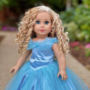 Blue Gown - 2 Piece Outfit - Blue Gown, Silver Slippers - Clothes Fits 18 Inch Doll (Doll Not Included)