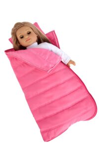 dreamworld collections - slumber party - pink sleeping bag with a pillow - fits 18 inch doll, 18 inch doll accessories (doll not included)