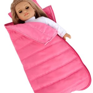 DreamWorld Collections - Slumber Party - Pink Sleeping Bag with a Pillow - Fits 18 Inch Doll, 18 Inch Doll Accessories (Doll Not Included)