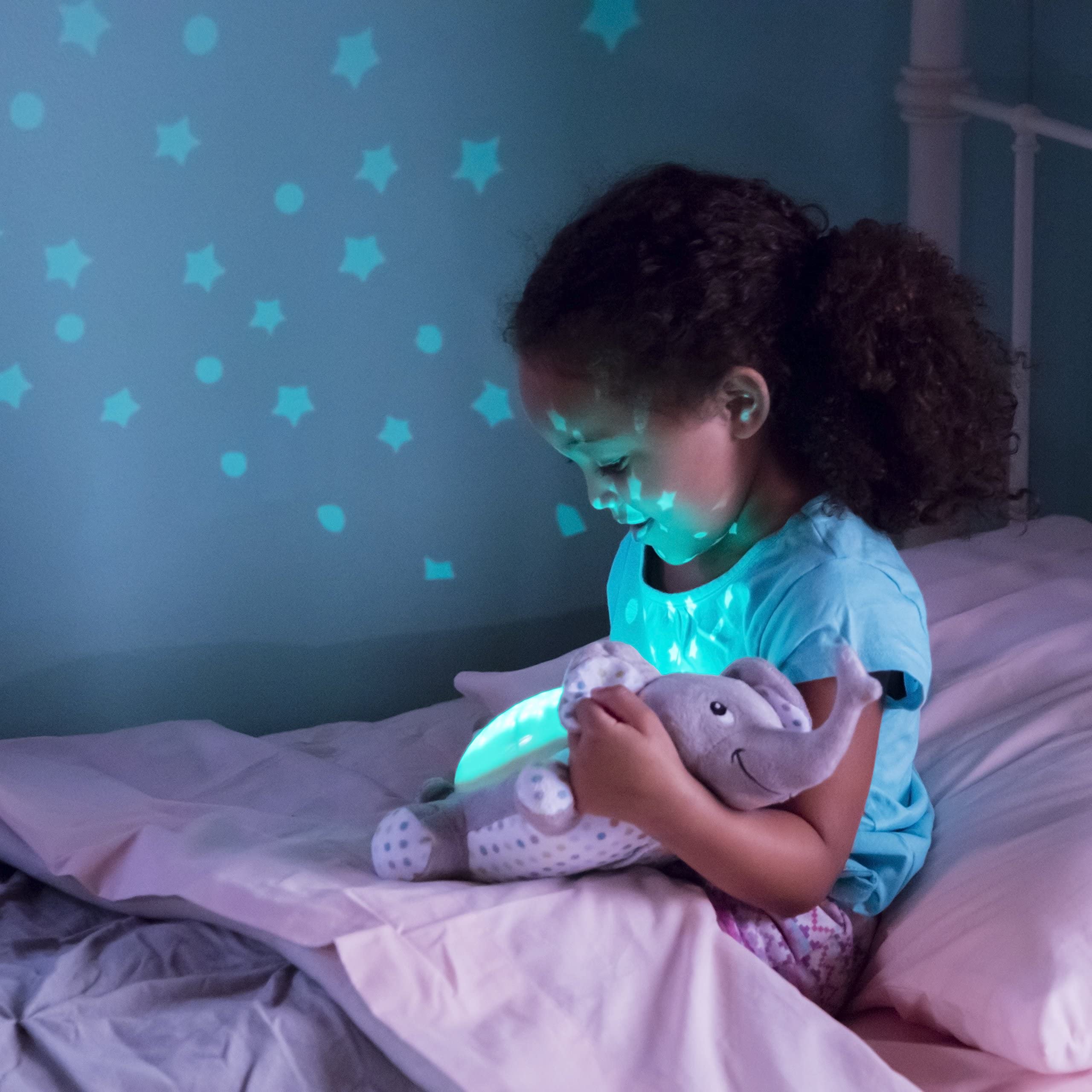 SwaddleMe® Slumber Buddies® Soother (Gray/Green Elephant) – Projector Night Light for Kids with Calming Songs and Sounds