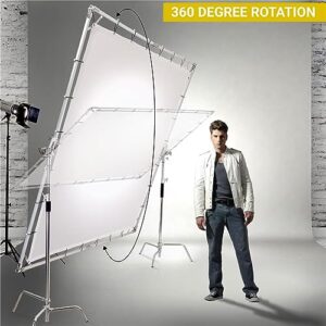 Glow 8x8' Butterfly Light Modifier Scrim Kit w/Lightweight Collapsible Aluminum Frame, Three Diffuser Screen Fabric and Carry Case, Perfect for Still/Video and Portrait Light Diffuser Photography