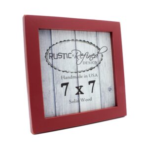 rustic and refined design 7x7 solid wood made in usa picture frame with 1 inch border (gallery collection) - barn red