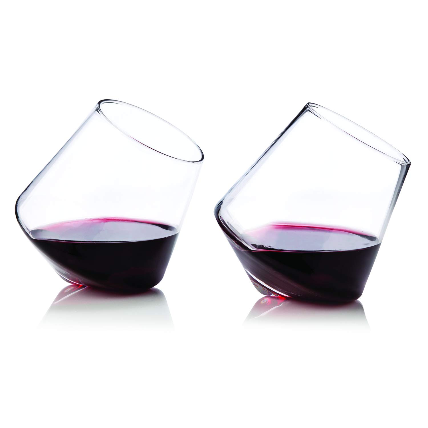 Viski Rolling Crystal Wine Glasses Set of 2, Premium Stemless Wine Glasses, for Wedding, Christmas, Birthday, or Housewarming Gift, Wine Glass Set, 12oz