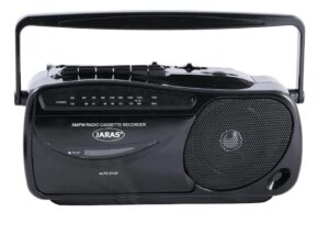 jaras® jj-2618 limited edition portable boombox tape cassette player/recorder with am/fm radio stereo speakers & headphone jack