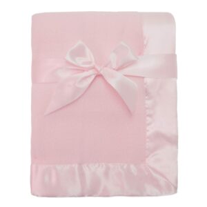 american baby company fleece blanket with silk-like satin trim, soft, warm & cozy, pink, 30" x 40" for boys and girls, perfect for baby carrier, stroller, travel and gifting