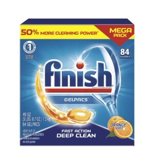 finish gelpacs dishwasher detergent, orange scent, 84 count