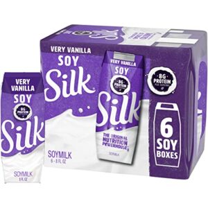 silk shelf-stable soy milk singles, very vanilla, dairy-free, vegan, non-gmo project verified, 8 oz., 6 pack