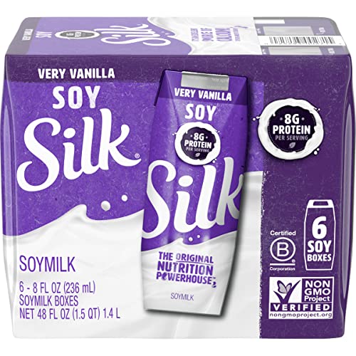 Silk Shelf-Stable Soy Milk Singles, Very Vanilla, Dairy-Free, Vegan, Non-GMO Project Verified, 8 oz., 6 Pack