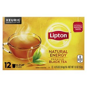 lipton tea k-cups, premium black tea, hot or iced, 12 pods (pack of 6)