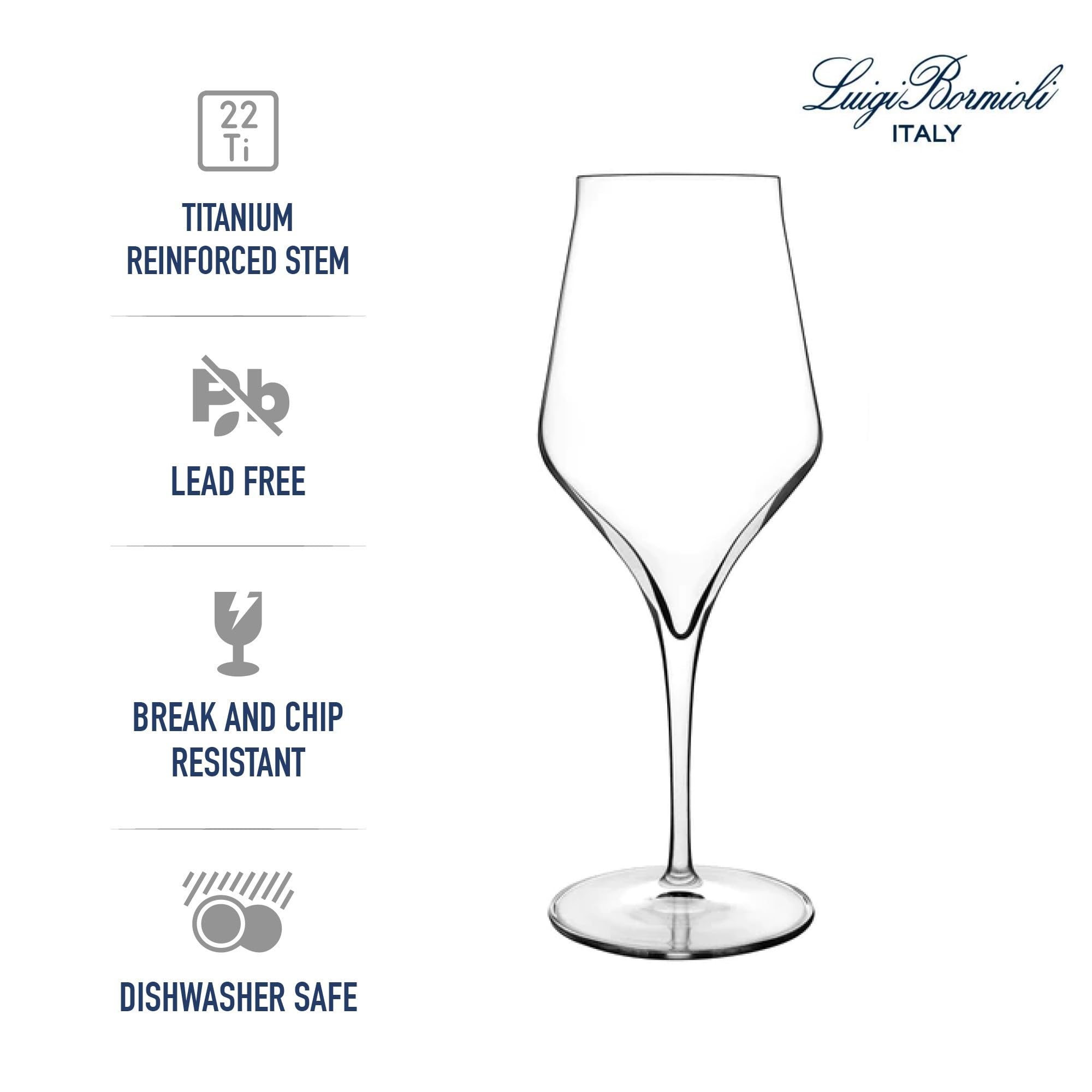 Luigi Bormioli Supermo 15.25 oz Chianti/Pinot Grigio Red Wine Glasses, 2 Count (Pack of 1), Clear