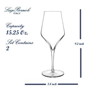 Luigi Bormioli Supermo 15.25 oz Chianti/Pinot Grigio Red Wine Glasses, 2 Count (Pack of 1), Clear