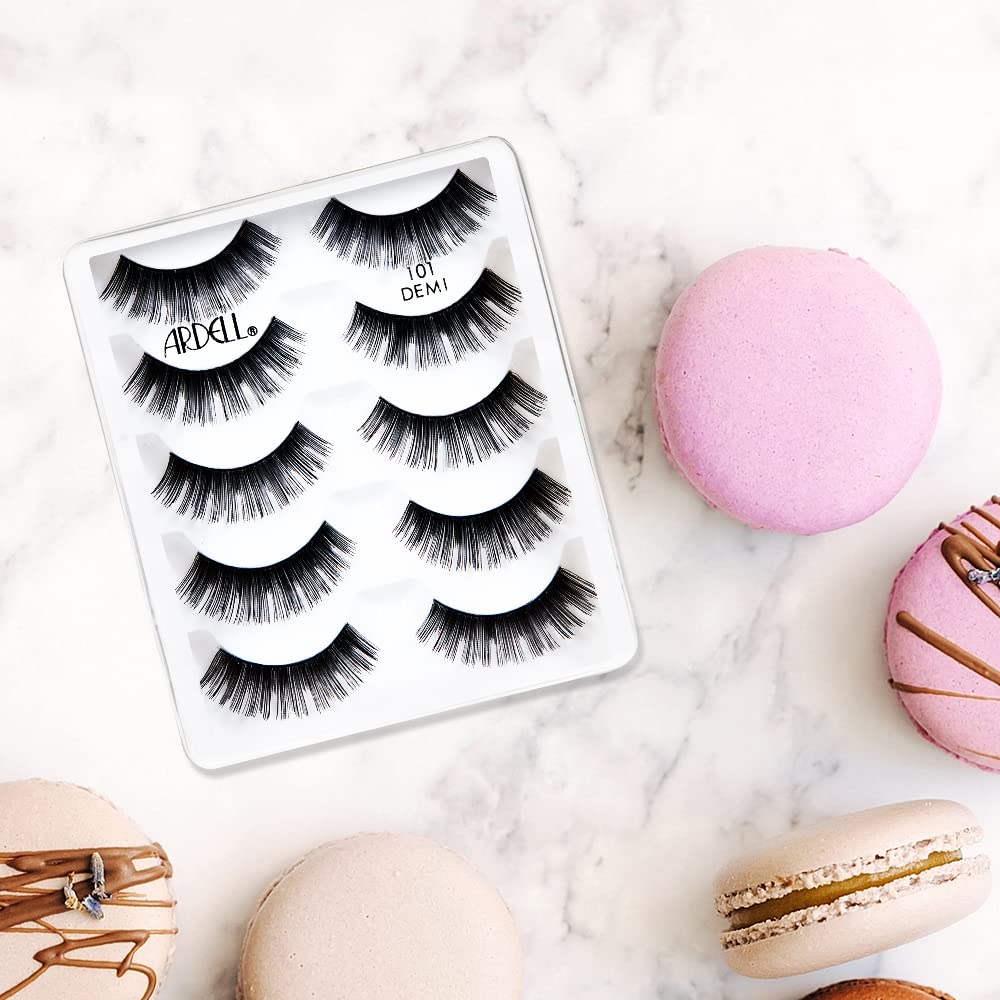 Ardell False Eyelashes Natural 101 Black, (5 pairs pack with FREE Lash Applicator) x 1 pack