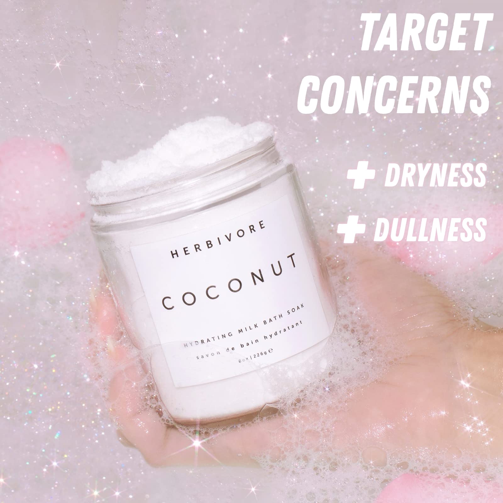 HERBIVORE Coconut Milk Bath Soak – Skin Hydrating & Softening, Soothing Light Coconut Scent, Vegan, 8 oz