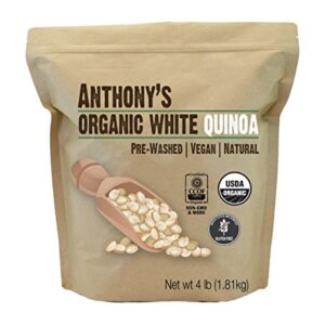 Anthony's Organic White Whole Grain Quinoa, 4 lb, Gluten Free & Non GMO