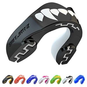 safejawz sports mouthguard dual layer premium protection adults and junior gum shield with case for boxing, mma, rugby, martial arts, judo and all contact sports