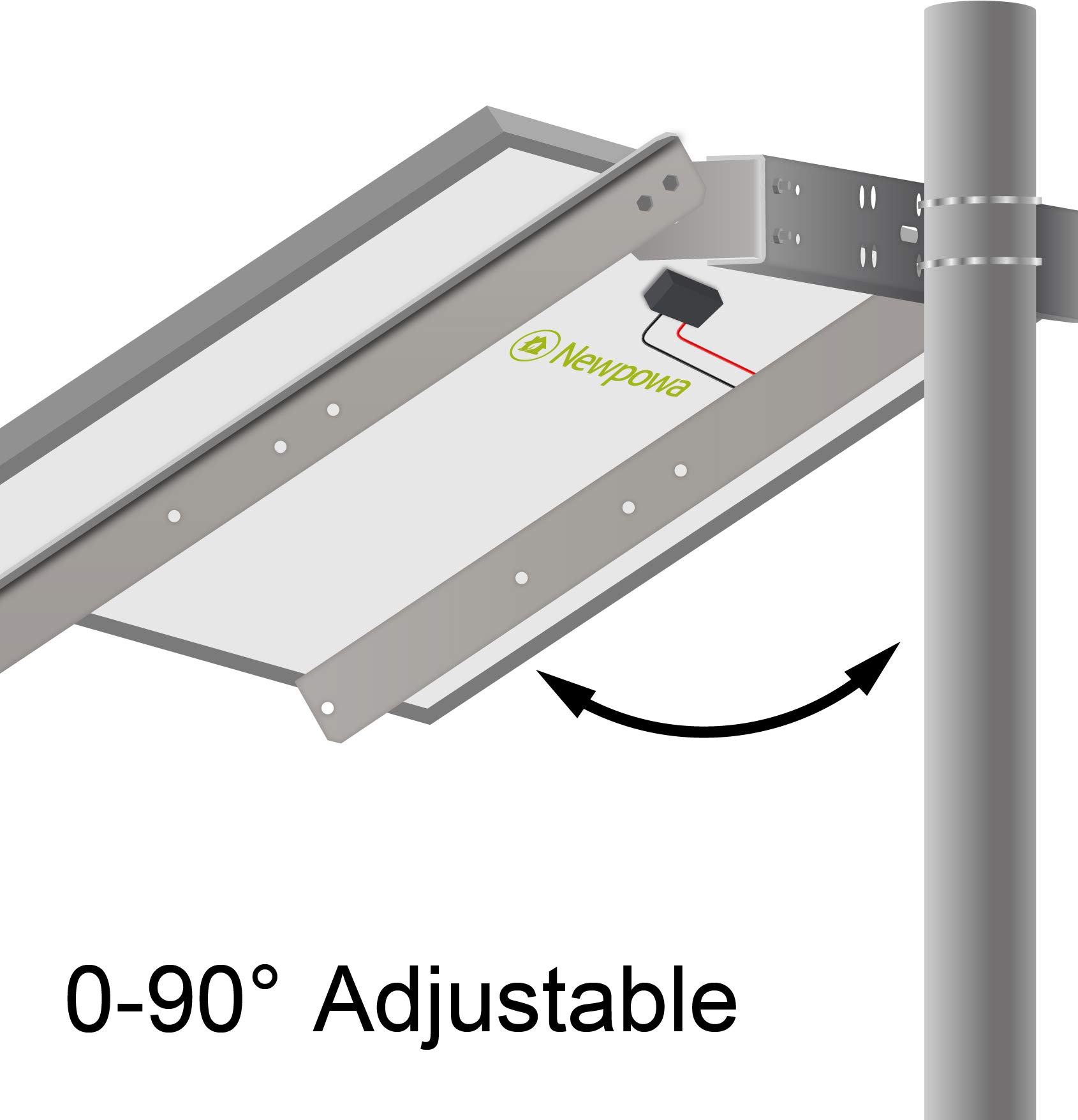 Newpowa Universal Solar Panel Heavy Duty Double Arm Pole Wall Mount for 70-120W Single Module at an tilt Angle from 0-90°…